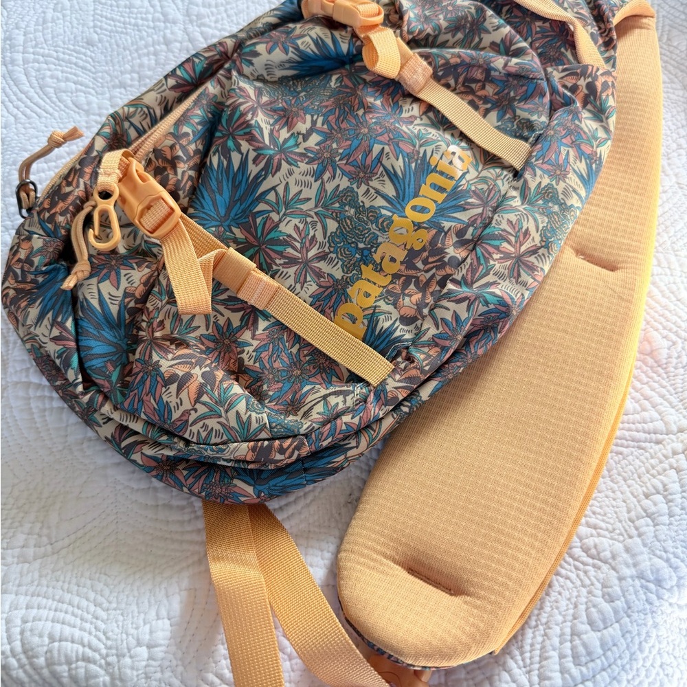 Patagonia Women's Floral Print Sling Backpack - Blue and Orange